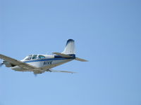 N1VK @ SZP - 1960 Beech B95 TRAVEL AIR, two Lycoming O&VO-360s 180 Hp each, takeoff climb Rwy 22 - by Doug Robertson