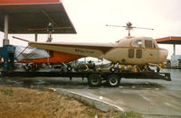 N5H - Bell 47B serial number 3 at a truck stop in Texas - on the way to be displayed in the American Helicopter Museum.