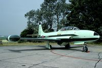 M-52 @ EHDL - In the colors of the Whiskey-4 display team. After the Deelen Air Show the aircraft was moved to Woensdrecht as a gate guard. Although showing serial number M-52 this aircraft in fact was M-54 in Dutch service. As a gate guard it is presented as M-51. - by Joop de Groot