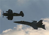 164218 @ SUA - F-18 and F4U Corsair Legacy Flight at Stuart - not sure who thought of having us face southwest for the show