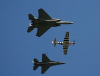 82-0021 @ SUA - F-15 Heritage flight with P-51 and F-16 - by Florida Metal