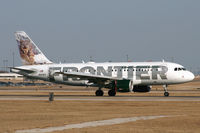 N929FR @ DFW - Frontier Airlines Larry the Lynx arriving at DFW