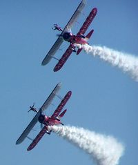 N707TJ - TEAM GUINOT Wing walking act at Bournemouth Air Festival. with N74189 - by moxy