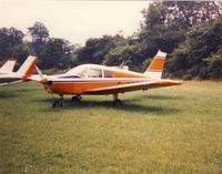 G-AYKV @ EGSN - Piper PA-28 Cherokee 140C G-AYKV still in it's CSE colour scheme seen at Bourn 9.7.1983 - by GeoffW