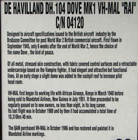 VH-MAL - At the Queensland Air Museum, Caloundra, Australia - potted history of DH Dove c/n 04120 - by Terry Fletcher