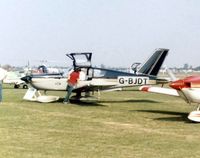 G-BJDT @ EGTC - Socata TB-9 Tampico G-BJDT at the 1981 Cranfield Business and Light Aviation Exhibition - by GeoffW