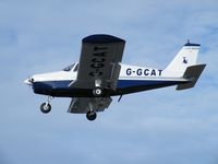 G-GCAT @ EGSF - Cherokee 140 landing at Conington - by Simon Palmer