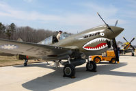 N1941P @ 42VA - The pilot of this 1941 Curtiss Wright P-40E Kittyhawk awaits his turn to fly a demonstration with Double Trouble Two in the background. - by Dean Heald
