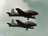 XW360 @ EGCD - XW360 coded 69 with XW 357 coded 68 of the RAFC The Poachers display team landing at the 1971 Woodford Airshow. - by Peter Nicholson