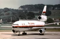 G-AZZD @ PIK - DC-10-10 named Western Belle of Laker Airways seen at Prestwick Airport in the Summer of 1973. - by Peter Nicholson