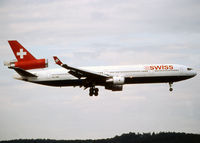 HB-IWB @ LSZH - Landing rwy 14 in basic Swissair c/s - by Shunn311