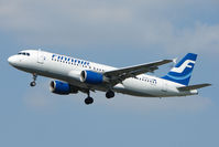 OH-LXB @ EGLL - Finnair A320 on approach to London Heathrow - by Terry Fletcher