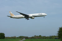 AP-BID @ EGBB - PIA B777 about to touch down at BHX - by Terry Fletcher