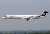 D-ACKK @ EGBB - Lufthansa CRJ900 about to land at BHX - by Terry Fletcher