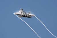 05-4094 @ LFI - Major Dave Zeke Skalicky, the USAF F-22A Raptor Demonstration Team Commander and Pilot based here at Langley AFB, pulling the aircraft into a climb after a high speed pass during Friday's practice show at Airpower Over Hampton Roads 2009. - by Dean Heald