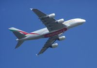 A6-EDA @ EGLL - Emirates A380 over Runnymede, departing London Heathrow - by moxy