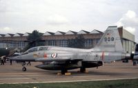 908 @ MHZ - F-5B as 908 of 313 Skv Royal Norwegian Air Force in the static park at the 1980 Mildenhall Air Fete. - by Peter Nicholson