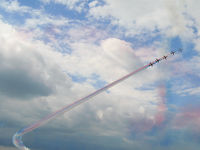 UNKNOWN - Red Arrows - Royal Air Force Display Team. BAe Hawk Mk1 aircraft in 'Line Astern' formation - by Jeff Sexton