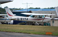 G-BYFA @ EGTF - CESSNA F152 at Fairoaks - by moxy