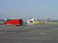 N120LA @ POC - Patient arrives via La Verne Fire Dept Ambulance - by Helicopterfriend