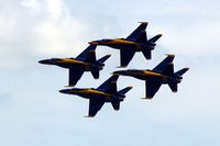161967 @ DVN - Blue Angels at the Quad Cities Air Show, and I'm shooting into the sun. Leading 163106, 163130 and 161959 - by Glenn E. Chatfield