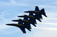 161967 @ DVN - Blue Angels at the Quad Cities Air Show, and I'm shooting into the sun. Leading 163106, 163130 and 161959 - by Glenn E. Chatfield