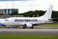 LY-AWG @ EGCC - SkyEurope Airlines, Boeing 737-522, Ex C-FDCH - by Chris Hall