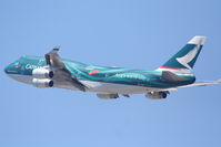 B-HOY @ KLAX - Cathay Pacific 747-467, B-HOY departs 25R KLAX - by Mark Kalfas
