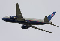 N227UA @ EBBR - Daily Flight to Washington Dulles (UA951) banking right on the standard departure route. Off rwy 25R. - by Philippe Bleus