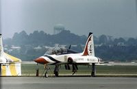 68-8175 @ RDG - T-38A Talon, number 4 of the Thunderbirds flight demonstration team, at the 1977 Reading Airshow. - by Peter Nicholson