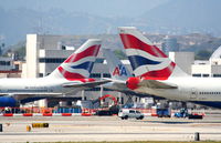 G-BNLO @ KLAX - A pair of British tails and an American... - by Mark Kalfas