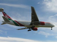 5Y-KQU @ EGLL - Kenya on approach(dont mind the lamp-post) - by Robert Kearney