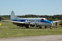 N415SA @ ESOW - Enjoying the sun and air show at Västerås Hässlö airport, Sweden. This aircraft is actually converted into a Riley Turbo Skyliner. - by Henk van Capelle