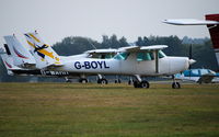 G-BOYL @ EGTF - Cessna 152 AT Fairoaks - by moxy