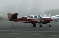 N345CB @ O69 - Locally-based 1961 Beech N35 in early morning ground fog - by Steve Nation