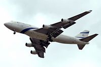 4X-ELA @ EGLL - Boeing 747-458 [26055] (El Al-Israel Airlines)  Home~G 17/08/2009. On approach 27R Heathrow. Wearing Anniversary titles. - by Ray Barber