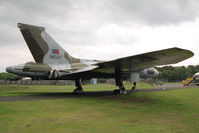 XM597 @ E FORTUNE - Avro Vulcan B.2, National Museum of Flight, East Fortune, UK, 1993. This aircraft lost its refuelling nozzle during a refuel with a Victor tanker after participation in the Falklands conflict. It was forced to divert to Galeao Air Force Base in Brazil. - by Malcolm Clarke