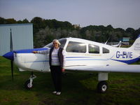 G-EVIE @ EGPN - Pamela with G-EVIE her late mother's (Evie Saunders) aircraft - by Pamela Patten