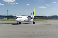 YL-BAZ @ EDDR - Air Baltic Fokker 50 at its stand at EDDR - by FBE