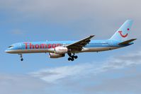 G-BYAK @ EGNT - Boeing 757-204 on approach to Rwy 25 at Newcastle Airport. - by Malcolm Clarke