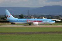 G-CDZI @ EGNV - Boeing 737-804 on take-off at Durham Tees Valley. - by Malcolm Clarke