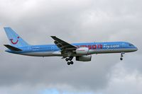 G-BYAJ @ EGNT - Boeing 757-204 on approach to rwy 07 at Newcastle. - by Malcolm Clarke