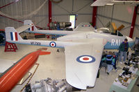 VF301 @ EGBE - De Havilland D.H.100 Vampire F.1. Previously a gate guard at RAF Debden. Now the only Mk.1 Vampire left in the UK and one of only two in the world. At the Midland Air Museum. Painted in the colours of the local 605 sqn. - by Malcolm Clarke