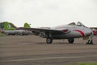 J-1167 @ EGTC - De Havilland Vampire FB6 (DH-100). Formerly Swiss Air Force J-1167, at the Cranfield's Dreamflight Airshow in 1992. - by Malcolm Clarke