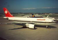 HB-IPI @ GVA - Airbus A310 of Swissair at Geneva in March 1994. - by Peter Nicholson