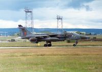 XZ396 @ EGQS - Jaguar GR.1A of 6 Squadron preparing for take-off at Lossiemouth in the Summer of 1992. - by Peter Nicholson
