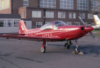G-FALC @ EGTC - Aeromere F-8L Falco 3 at Cranfield Airport, UK in 1988. - by Malcolm Clarke