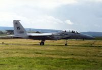 80-0057 @ EGQS - F-15D Eagle, callsign Eagle 1 Flight, of 57th Fighter Squadron preparing to depart from Lossiemouth in September 1992. - by Peter Nicholson