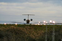 5A-LAE @ EGCC - Libyan Airlines Bombardier CL-600-2D24 CRJ-900 lining up ready to depart on RW05L - by Chris Hall