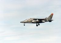 AT13 @ EGQS - Alpha Jet, callsign Belgian Air Force 518, of 9 Wing Belgian Air Force on approach to Lossiemouth in May 1995. - by Peter Nicholson